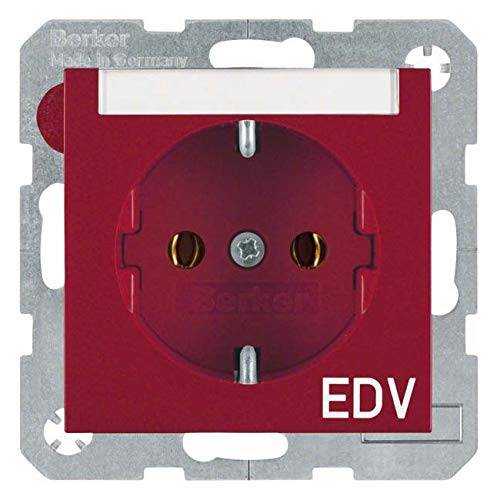 Berker 47508915 Steckdose SCHUKO mit Beschriftungsfeld und Aufdruck S.1/B.3/B.7 rot, glänzend Mesch Shop Berker 47508915 Steckdose SCHUKO mit Beschriftungsfeld und Aufdruck S.1/B.3/B.7 rot, glänzend Mesch Shop